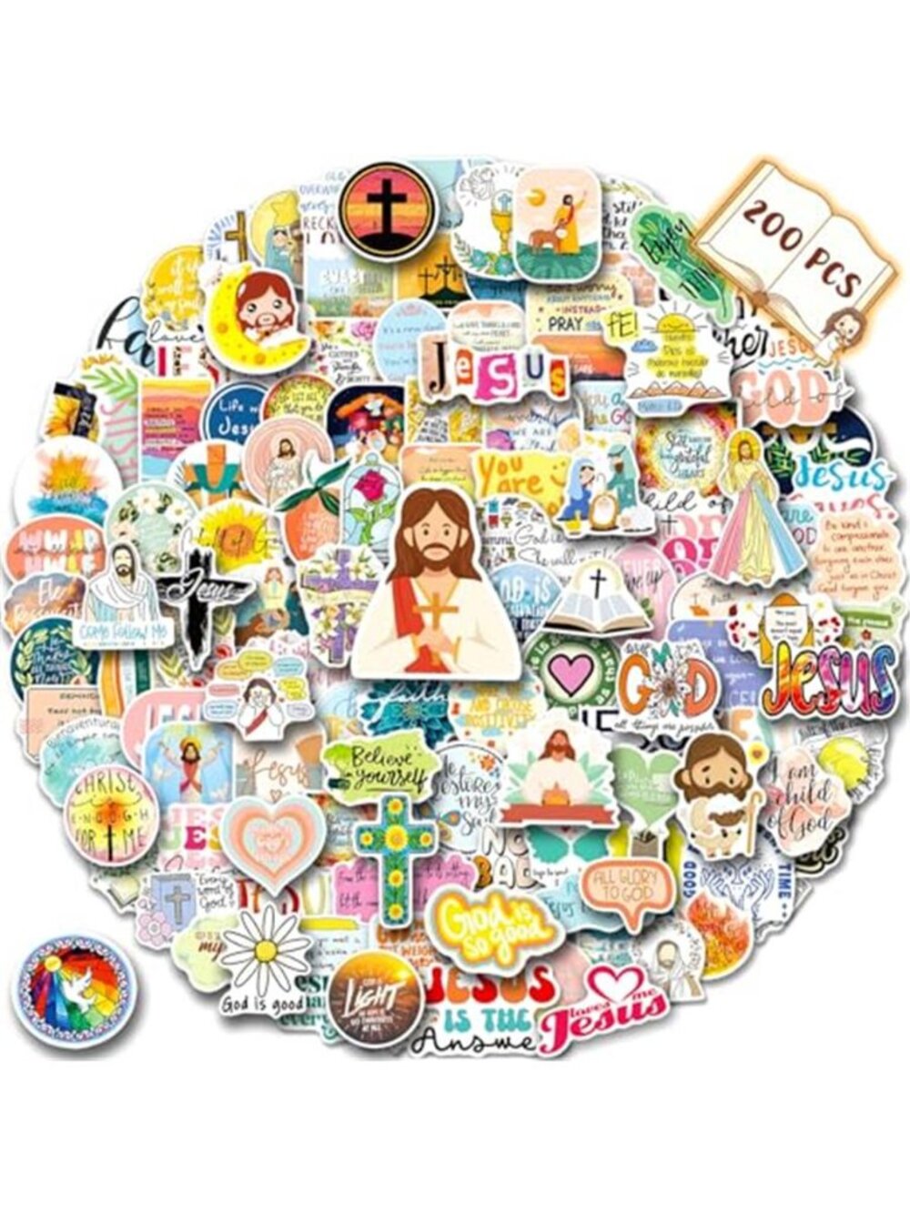 200PCS Jesus Christian Stickers, Religious Decals for Kids